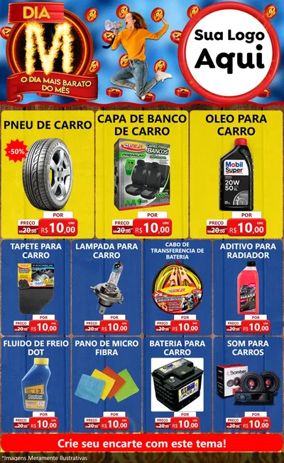 Modelo de Encarte para Encarte Grande com o tema Dia M - O Dia Mais Barato Do Mês para Auto peças