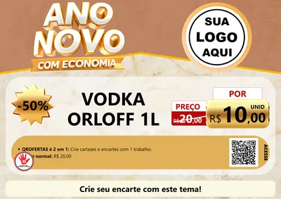 Modelo de Cartaz para Cartaz A4 Horizontal com o tema Ano Novo Com Economia para Distribuidora de bebidas