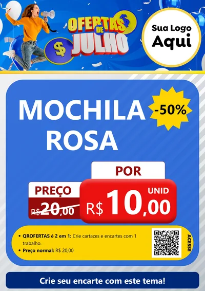 Modelo de Cartaz para Cartaz A4 Vertical com o tema Ofertas de Julho para Papelaria