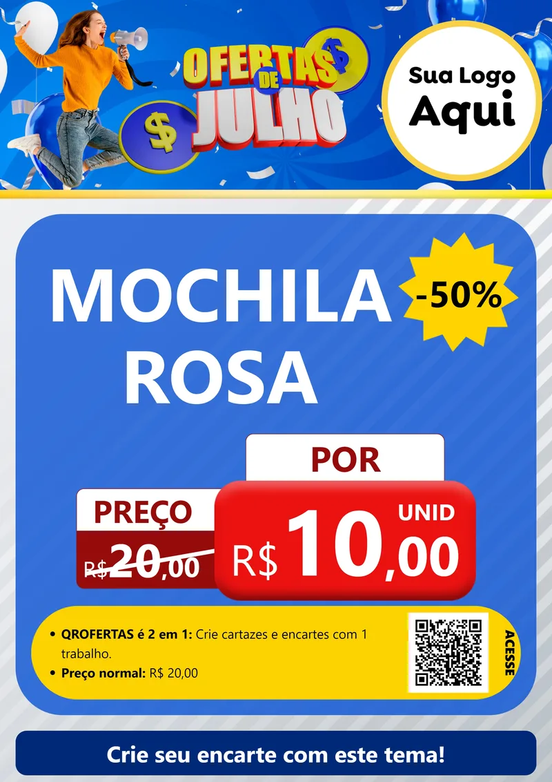 Modelo de Cartaz para Cartaz A4 Vertical com o tema Ofertas de Julho para Papelaria