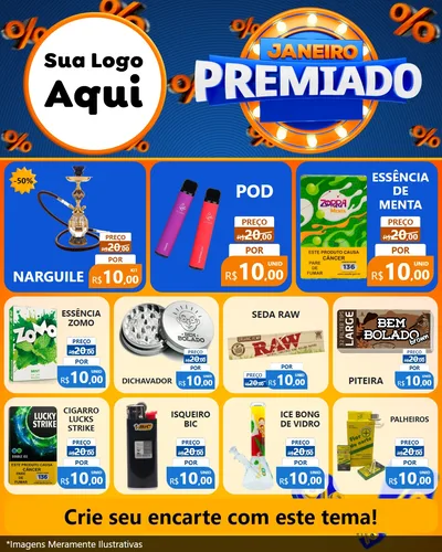 Modelo de Rede Social para Feed Instagram com o tema Janeiro Premiado para Tabacaria