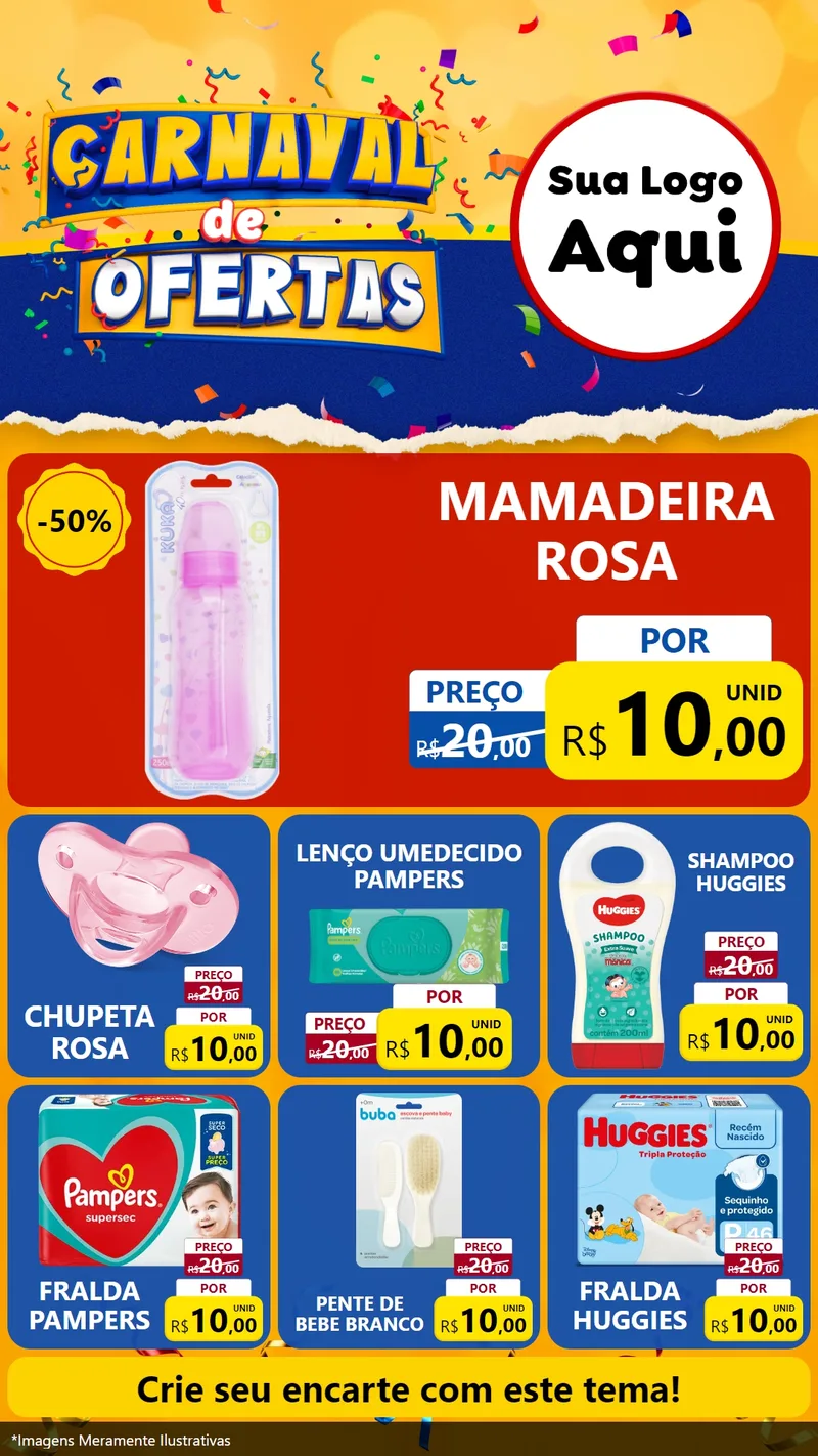 Modelo de Rede Social para Stories com o tema Carnaval de Ofertas para Bebês