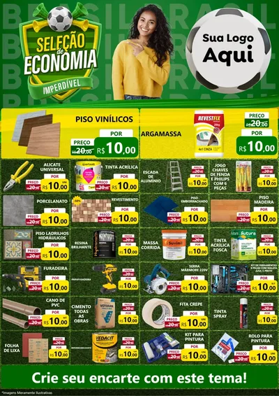 Modelo de Encarte para Encarte A4 Vertical com o tema Seleção de Economia - Copa para Material para Construção