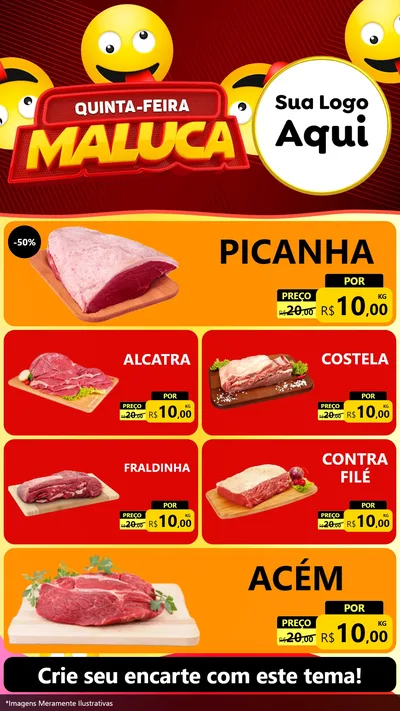 Modelo de TV para TV Vertical com o tema Quinta-feira Maluca para Açougue