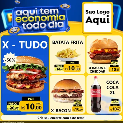 Modelo de Rede Social para Feed Facebook com o tema Aqui Tem Economia Todo Dia para Hamburgueria