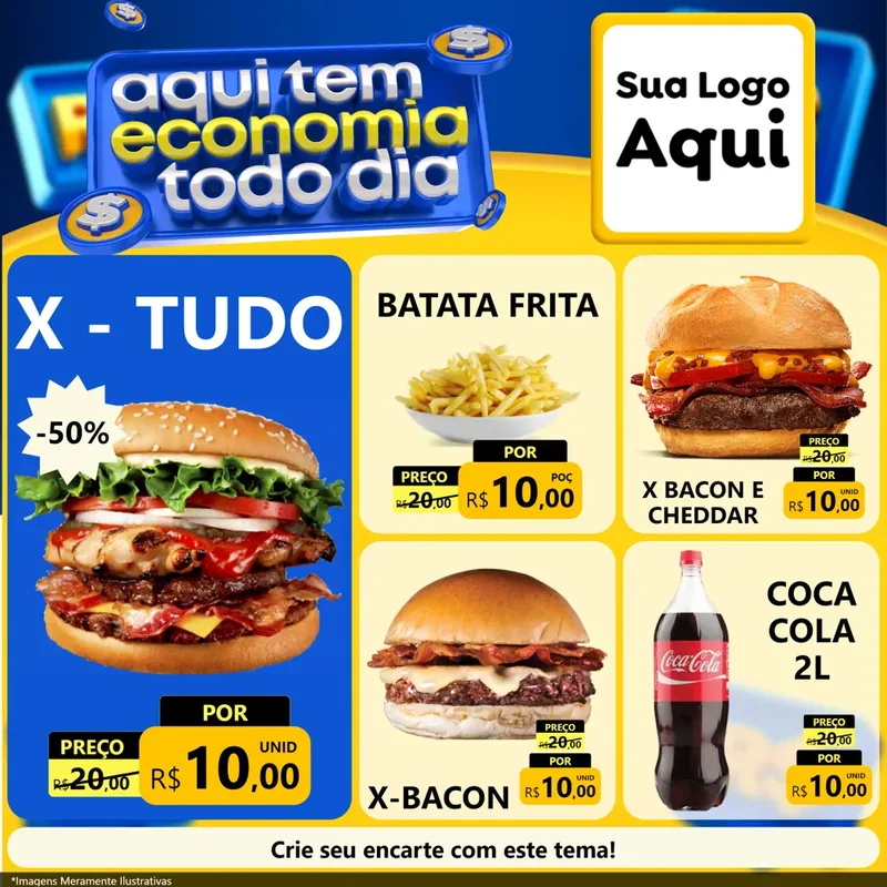Modelo de Rede Social para Feed Facebook com o tema Aqui Tem Economia Todo Dia para Hamburgueria