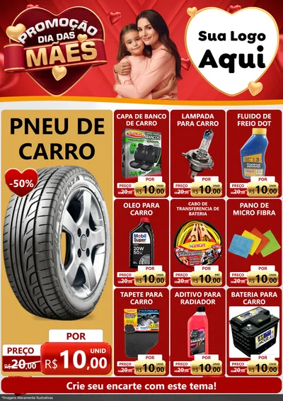 Modelo de Encarte para Encarte A4 Vertical com o tema Promoção Dia das Mães para Auto peças