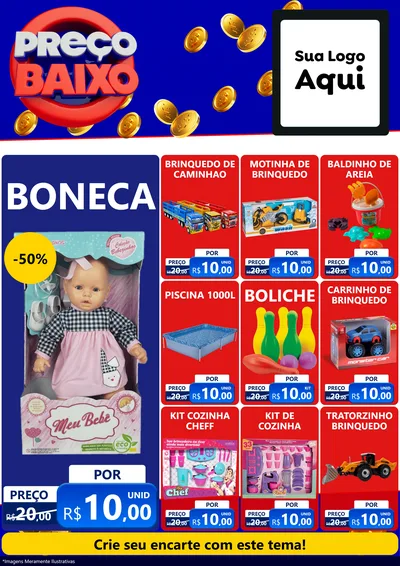 Modelo de Encarte para Encarte A4 Vertical com o tema Preço Baixo para Brinquedos