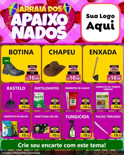 Modelo de Rede Social para Feed Instagram com o tema Arraiá dos Apaixonados para Agropecuária