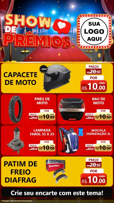 Modelo de TV para TV Vertical com o tema Show de Prêmios para Moto peças
