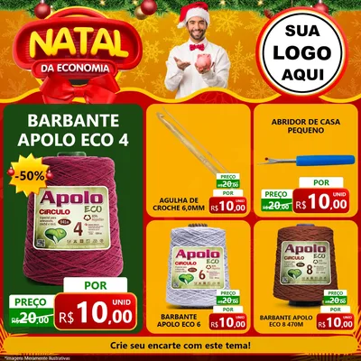 Modelo de Rede Social para Feed Facebook com o tema Natal da Economia para Armarinho e Aviamentos