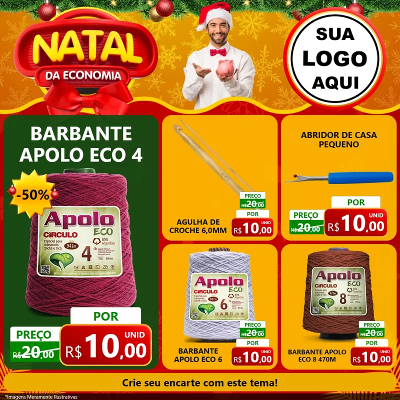 Modelo de Rede Social para Feed Facebook com o tema Natal da Economia para Armarinho e Aviamentos