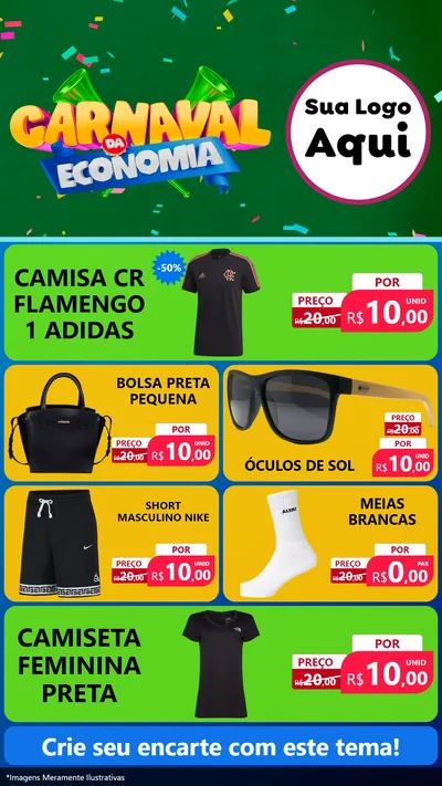 Modelo de TV para TV Vertical com o tema Carnaval da Economia para Roupas e acessórios