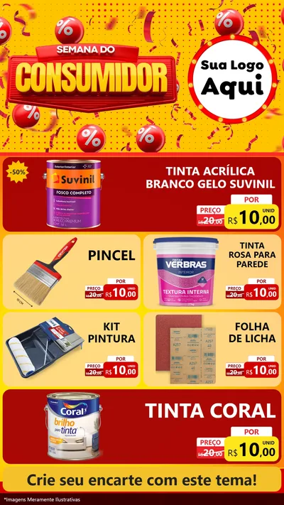 Modelo de TV para TV Vertical com o tema Semana do Consumidor para Tintas e Ferramentas