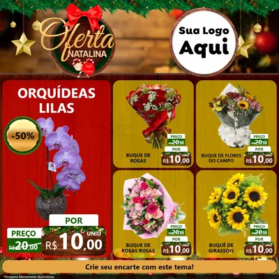 Modelo de Rede Social para Feed Facebook com o tema Ofertas Natalina para Floricultura e jardim