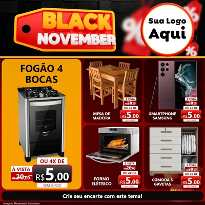 Modelo de Rede Social para Feed Facebook com o tema Black November para Móveis e Eletro