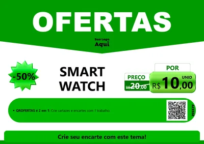 Modelo de Cartaz para Cartaz A4 Horizontal com o tema Ofertas Verde Cartaz para Informática