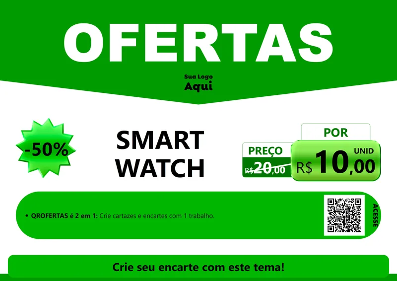 Modelo de Cartaz para Cartaz A4 Horizontal com o tema Ofertas Verde Cartaz para Informática