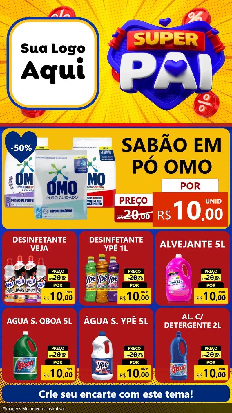 Modelo de Rede Social para Stories com o tema Super Pai para Produtos de Limpeza