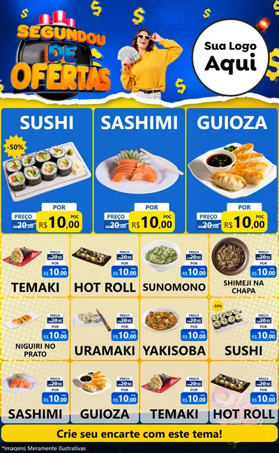 Modelo de Encarte para Encarte Grande com o tema Segundou de Ofertas para Comida japonesa