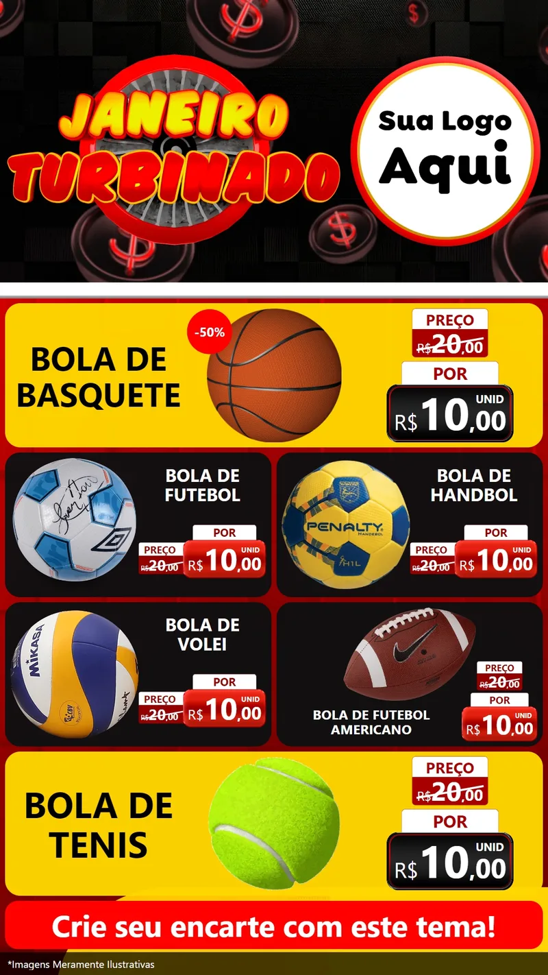 Modelo de TV para TV Vertical com o tema Janeiro Turbinado para Artigos Esportivos