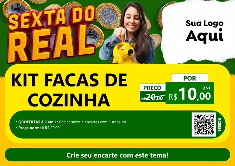 Modelo de Cartaz para Cartaz A4 Horizontal com o tema Sexta do Real para Utilidades Domésticas