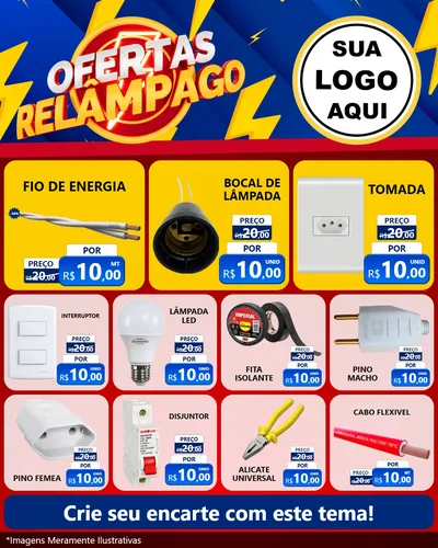 Modelo de Rede Social para Feed Instagram com o tema Ofertas Relâmpago para Materiais Elétricos