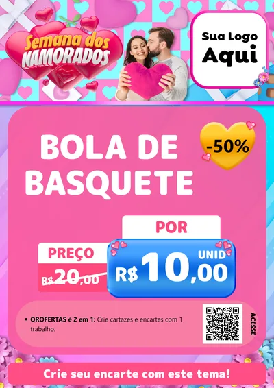 Modelo de Cartaz para Cartaz A4 Vertical com o tema Semana dos Namorados para Artigos Esportivos