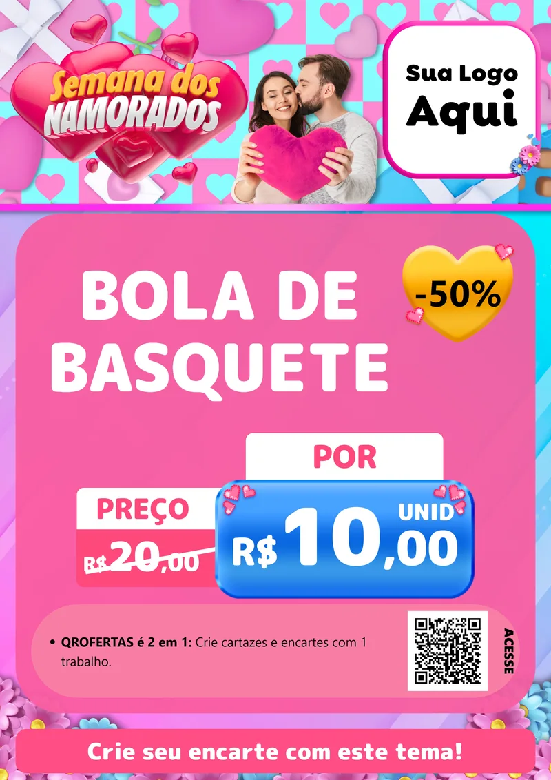 Modelo de Cartaz para Cartaz A4 Vertical com o tema Semana dos Namorados para Artigos Esportivos