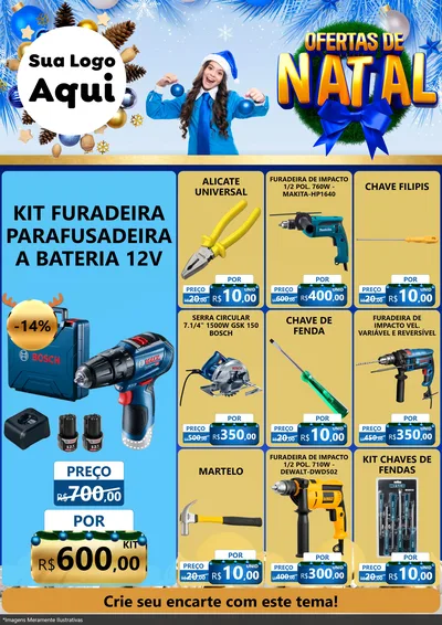 Modelo de Encarte para Encarte A4 Vertical com o tema Ofertas de Natal para Maquinas e Ferramentas