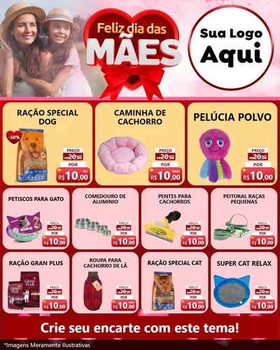 Modelo de Rede Social para Feed Instagram com o tema Feliz Dia Das Mães para Pet Shop