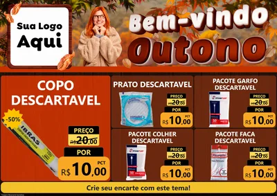 Modelo de Encarte para Encarte A4 Horizontal com o tema Bem-vindo Outono para Embalagens