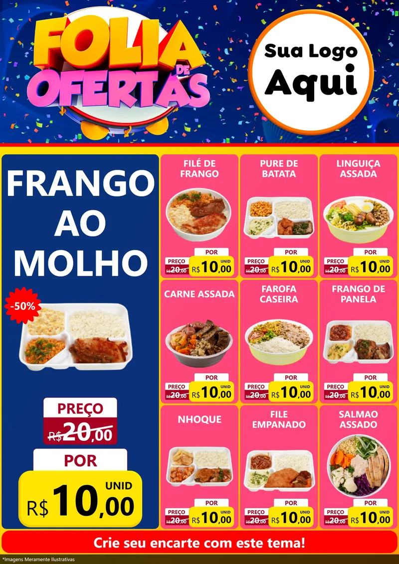 Modelo de Encarte para Encarte A4 Vertical com o tema Folia de Ofertas para Restaurante
