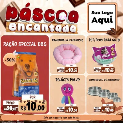 Modelo de Rede Social para Feed Facebook com o tema Páscoa Encantada para Pet Shop