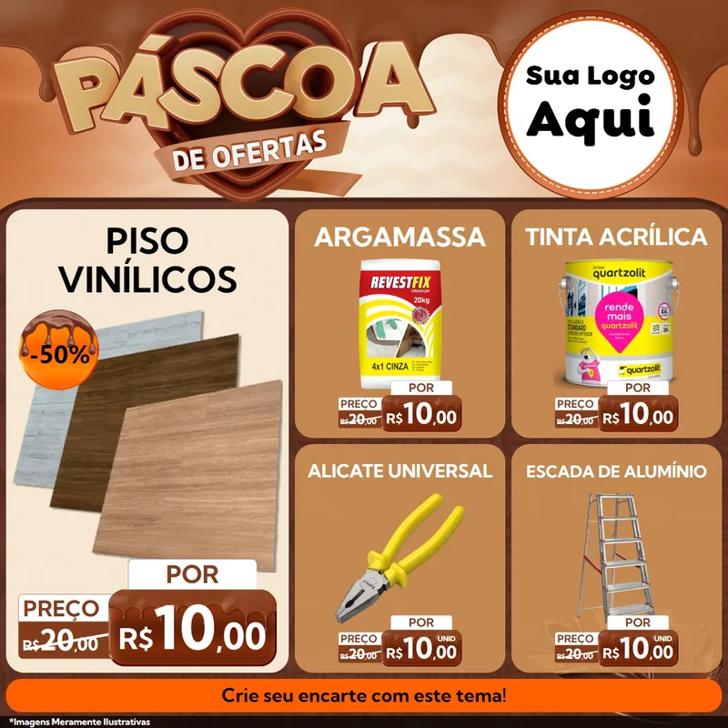 Modelo de Rede Social para Feed Facebook com o tema Páscoa de Ofertas para Material para Construção