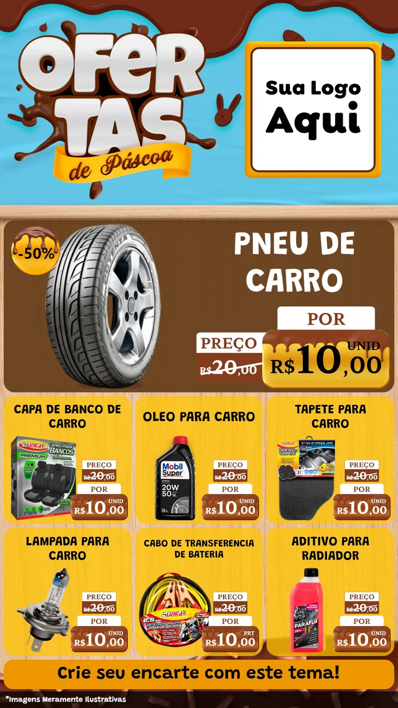 Modelo de Rede Social para Stories com o tema Ofertas de Páscoa para Auto peças