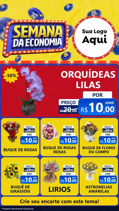 Modelo de Rede Social para Stories com o tema Semana da Economia para Floricultura e jardim
