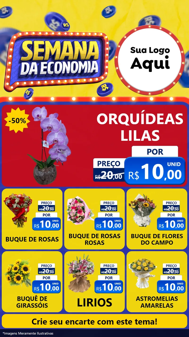 Modelo de Rede Social para Stories com o tema Semana da Economia para Floricultura e jardim