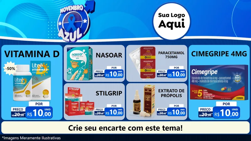 Modelo de TV para TV Horizontal com o tema Novembro Azul para Farmácia
