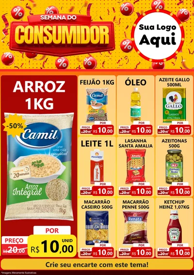 Modelo de Encarte para Encarte A4 Vertical com o tema Semana do Consumidor para Supermercado