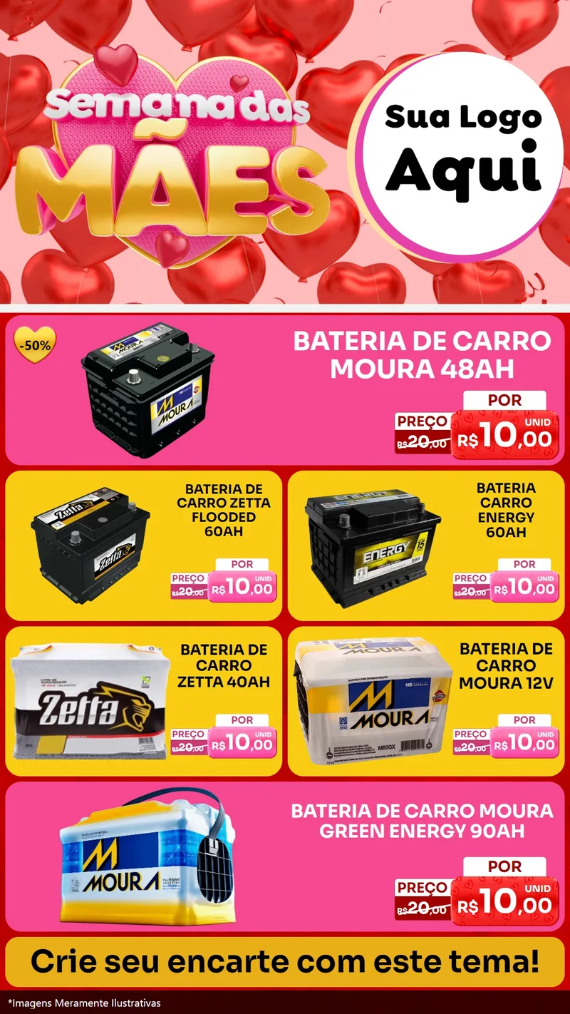 Modelo de TV para TV Vertical com o tema Semana Das Mães para Baterias Elétricas