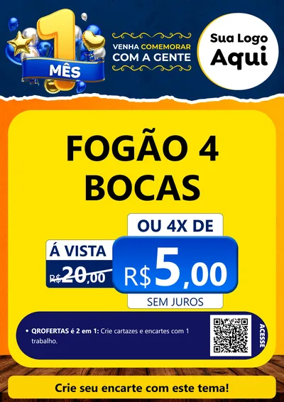 Modelo de Cartaz para Cartaz A4 Vertical com o tema Um Mês de Aniversário para Móveis e Eletro