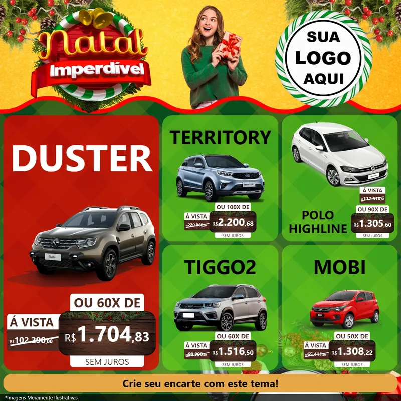 Modelo de Rede Social para Feed Facebook com o tema Natal Imperdível para Concessionaria de Carros