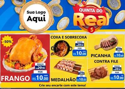 Modelo de Encarte para Encarte A4 Horizontal com o tema Quinta do Real para Assados