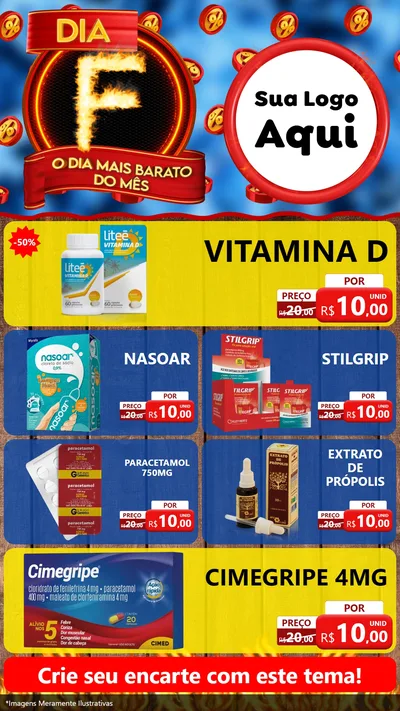 Modelo de TV para TV Vertical com o tema Dia F - O Dia Mais Barato Do Mês para Farmácia