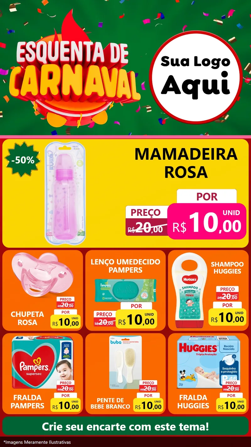 Modelo de Rede Social para Stories com o tema Esquenta de Carnaval para Bebês