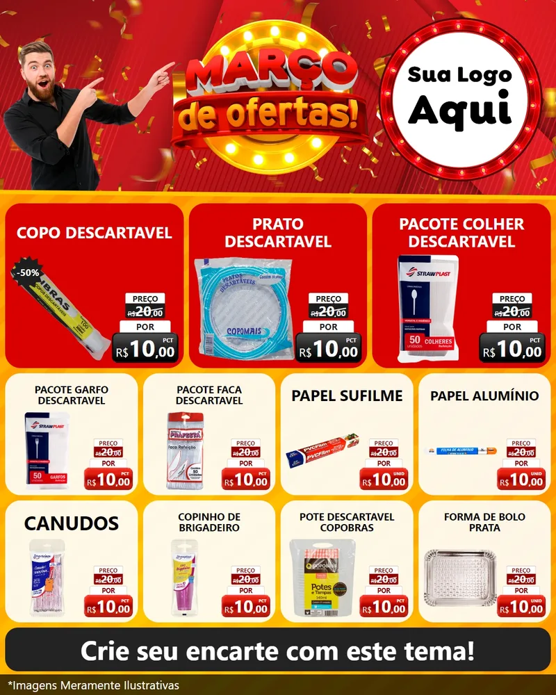 Modelo de Rede Social para Feed Instagram com o tema Março de Ofertas! para Embalagens