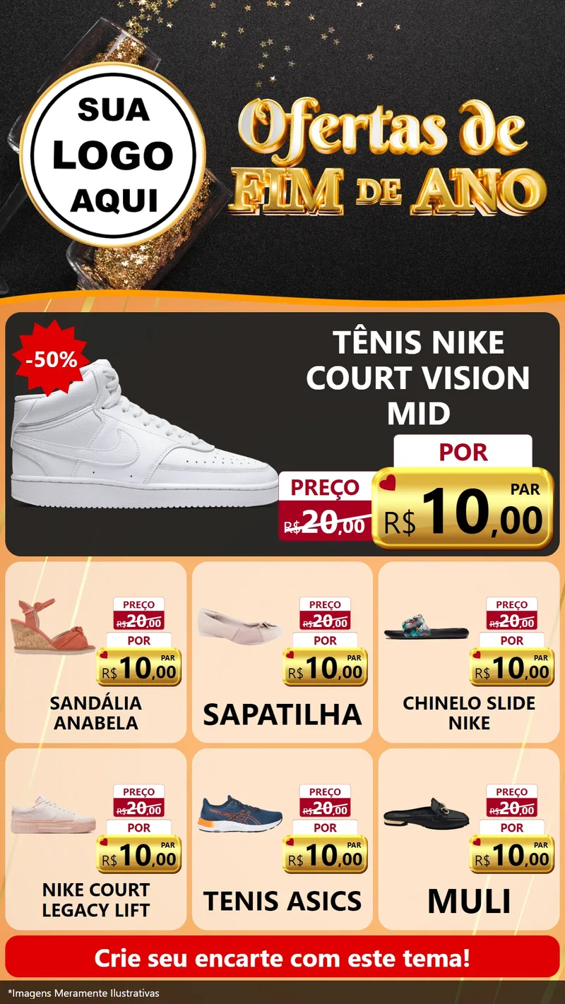 Modelo de Rede Social para Stories com o tema Ofertas de Fim de Ano para Calçados