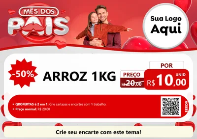 Modelo de Cartaz para Cartaz A4 Horizontal com o tema Mês dos Pais para Supermercado