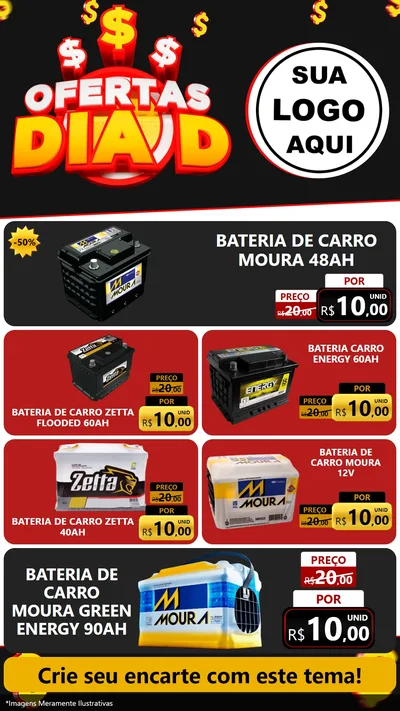 Modelo de TV para TV Vertical com o tema Ofertas Dia D para Baterias Elétricas